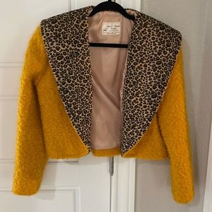 Custom made mustard & leopard jacket